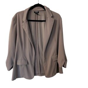 SOHO Apparel Ltd. Women’s 3/4 Ruched Sleeve Open Front Blazer Jacket Sz XL GUC